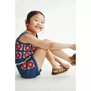 [국내배송] 자라 ZARA 크로셰 플라워 니트 버뮤다 팬츠 - 블루 970333