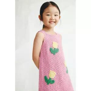 [국내배송] 자라 ZARA 크로셰 튤립 니트 원피스 - 로즈핑크 970346