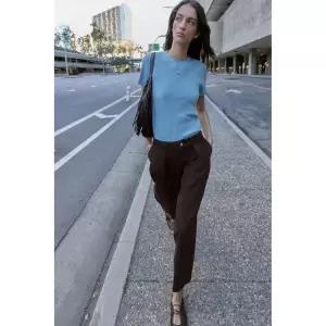 [국내배송] 자라 ZARA 쇼트 슬리브 소프트 터치 니트 스웨터 - 라이트 블루 924225