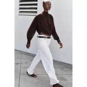 [국내배송] 자라 ZARA 리본 드레이프 블라우스 - 브라운 957099