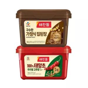 [CJ]해찬들 100% 태양초 우리쌀고추장1kg+구수한집된장500g