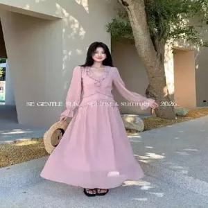 원피스 봄 뉴 하이웨스트 슬림핏 수희희 여자쉬폰원피스 ible1