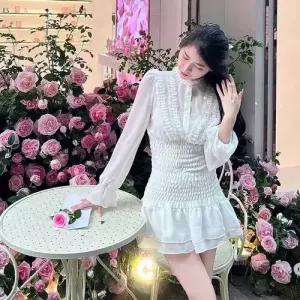 스커트 원피스 쉬폰 프렌치 여자쉬폰원피스 조추 긴팔 ible3