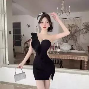 원피스 스판 랩 저지 여자쉬폰원피스 동남아 숏 ible1