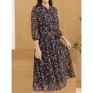 [디얼마미] 에르베 쉬폰 원피스 /마담 미시 중년 여성 빅사이즈 40대 50대