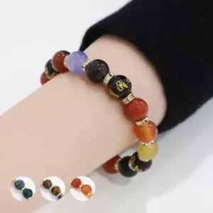 [다잇템]여자 옥구슬 원석 에시드 색상 볼체인 팔찌 (12527340A)