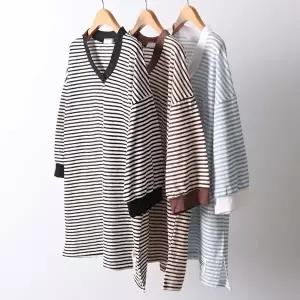 [셀러허브 패션]빅사이즈티 I517L603 배색브이단가라7부티 OL (46775662)