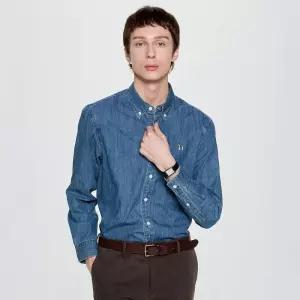 [백화점 정품] 헤지스 남성 워싱 데님 긴팔셔츠 HZSH5D336B2