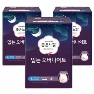 좋은느낌 입는오버나이트 팬티형생리대 대형 4Px3팩