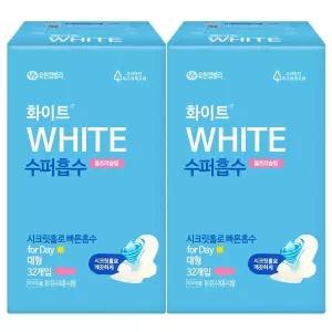 화이트 생리대 수퍼흡수 울트라 대형 32매 X 2팩 날개형