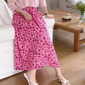 [신상오픈런]여성 할머니 스타일 꽃 패턴 플레어 롱스커트 빅사이즈 밴딩 (39180236)