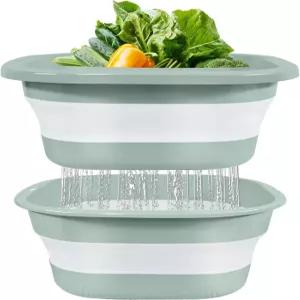 몬발콘 접이식 소쿠리 및 싱크대 대야 세트 - 주방 RV 캠핑 과일 채소 세척 바구니 4QT 파란색을 위한