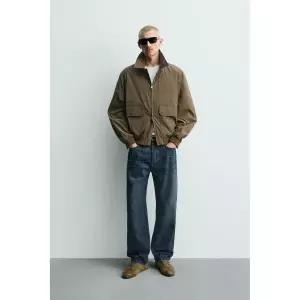 ZARA 레귤러 핏 하이테크 재킷 - 브라운