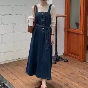 [디작소][SALE] 여성 겨울 로프 데님 멜빵 허리끈 롱원피스 (31593855)
