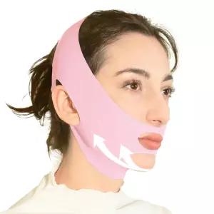 수면용 V 라인 팅 마스크 턱 스트랩 얼굴 셰이퍼 이중 감속기 테이프 및 코골이 솔루션(핑크)