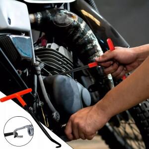 바이크 오토바이 배기 스프링 후크 T자형 핸들 파이프 렌치 풀러 설치 훅 도구