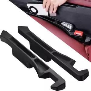 옥수 이온 2팩 카시트 갭 필러 정리함 - 자동차 SUV 및 트럭용 유니버설 핏 사이드 시트 차단기 보관함