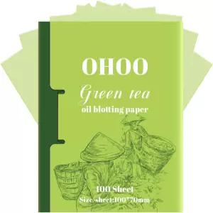 메이크업을 위한 지성 피부용 페이스 물티슈용 오일 블로팅 페이퍼 흡수 시트 클린 녹차 100 카운트