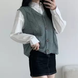 [신상오픈런]브이넥 그물조끼 봄여름 커버업 꽈배기 망사니트 (31605596)