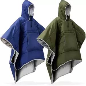 남성용 프리바운드 보온 판초 웨어러블 후드 담요 겨울 침낭 방수 방풍 기능이 있습니다