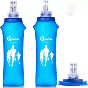 Qidoe 2팩 러닝 베스트 소프트 플라스크 17온스/500ml BPA 프리 TPU 접이식 물병 수분 팩 조끼 등산용