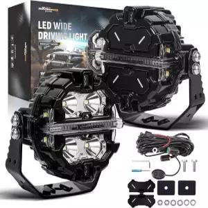 맥스페딩로드 2X 3.5인치 160W LED 오프로드 포드 라이트 원형 바 19200LM 앰버/화이트 DRL 3 모드 포함
