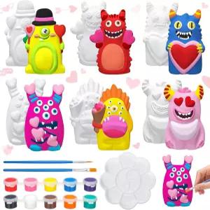 비오라화이트 6 발렌타인데이 도자기로 몬스터 공예 키트 도자기 페인팅 파티용 브러시 팔레트로 준비 완료