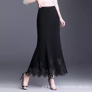 치마 여자 롱 오피스룩 슬림핏 랩 머메이드 레이스 봄여름 쉬폰 CH1
