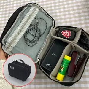 [셀러에이드]대용량 2단 전자기기 파우치 블랙 충전기파우치 케이블파우치