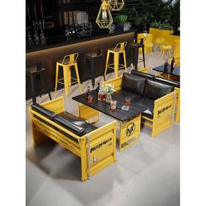 커피숍 테이블 소파 세트 레트로 철제 가구 대형 카페 3인용 B04