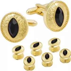 턱시도 스터드 및 커프링크 세트 골드 커프 링크 남성 셔츠 버튼 정장 액세서리 공식 키트 비즈니스 또는