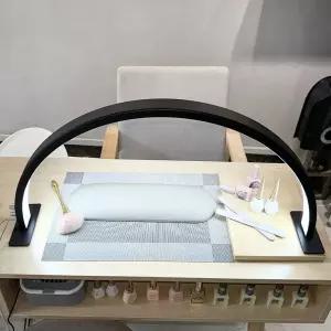 네일 데스크용 에쿠스론 하프 문 라이트 3가지 색상 온도와 디머가 있는 29인치 50W 프로페셔널 LED 속눈썹