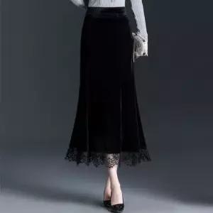 여사친 스커트 롱 블랙 가을 랩 라이트 쉬폰 벨벳 데일리 머메이드 레이스 럭셔리 SPO마켓3
