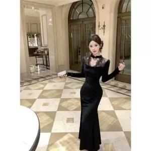 여사친 스커트 롱 빈티지 가을 힙업 드레스 쉬폰 머메이드 데일리 레이스 치파오 SPO마켓3