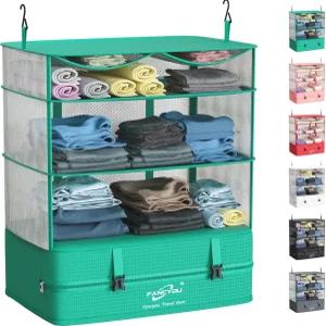 팬쇼 컴프레셔블 패킹 큐브 휴대용 걸이 옷장 선반 17 x12 x24 확장 가능한 여행용 정리함 나일론 여행