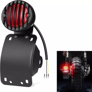 브래킷이 있는 Amazicha 1인치 모터사이클 LED 테일 브레이크 라이트 방수 사이드 마운트 커브드 번호판