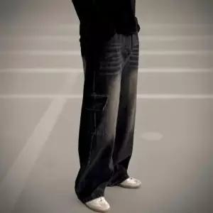 [신상오픈런]여성 카고 포켓 워싱 데님 팬츠 스트릿 스타일 밴딩 바지 (42513202)