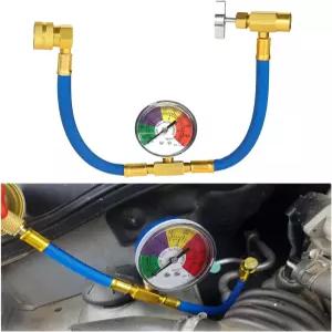 SHMZK R134A 에어컨 냉매 충전 호스 키트 1/2 캔 오프너 재충전 및 압력 게이지 자동차 가정용 시스템용