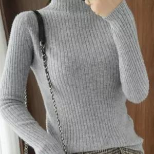 반폴라 니트 티셔츠 반목 이너 골지 얇은 목폴라 여성 니트티 스웨터 터틀넥 폴라티 목티