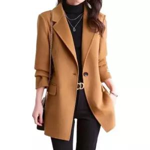 겨울여성코트 여성 원버튼 하프 힙커버 뒷절개 코드 카멜