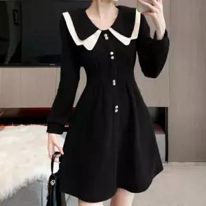 20대하객룩 하객패션 이중카라 고급스러운 데일리 원피스
