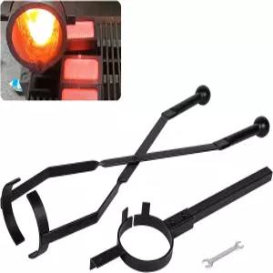 금속 용융 및 주입용 도가니 집게 흑연 팅 주얼러 블랙스미스 정제소 제련소 주조 정제 도구 (2 집게)