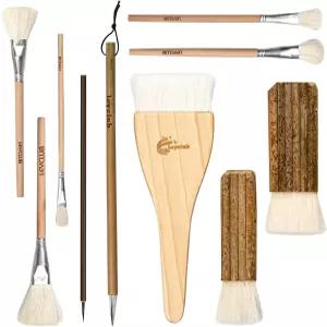 글레이즈 브러시 도자기 도구 10개의 PCS 페인팅 세트 제작을 위한 다양한 모양의 울 소프트 브리스틀