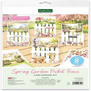 케이티 수 스프링 가든 피켓 펜스 카드 제작 키트. 용품을 위한 8가지 모양의 다이컷 디커플지 3장 접착 폼