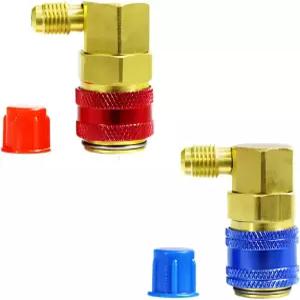 UHANBUT R134a AC 퀵 커플러 어댑터 차량 에어컨 프레온 매니폴드 게이지 하이 로우 커넥터 키트 90도