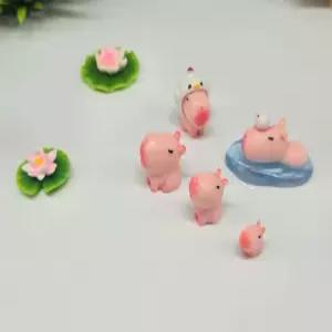 핑크 카피바라 피규어 세트 자동차 책상꾸미기 어항피규어 대시보드 장식드 장식
