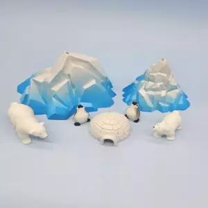 북극곰 빙산 펭귄 이글루 피규어 자동차 책상꾸미기 어항피규어 대시보드 장식