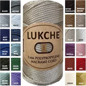 루크체 3mm 프리미엄 폴리에스터 마크라메 코드(147야드) (8.82온스) 100 폴로필렌 로프 벽걸이용 컬러풀