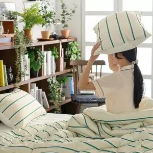 [콩심팥심]이불베개세트 레트로 시리즈 M2 차렵이불 베개커버 세트 퀸 Q (그린)