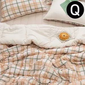 [콩심팥심]마드라스 체크 차렵이불 패드세트퀸 Q (이불 허니치즈.패드 베이지)
